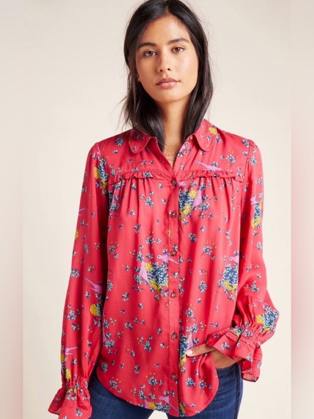 Maeve by Anthropologie Fredericka Buttondown Blouse 10